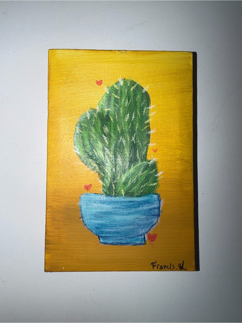 Original Mini Oil Painting Cactus In Desert Artist Francis M‎